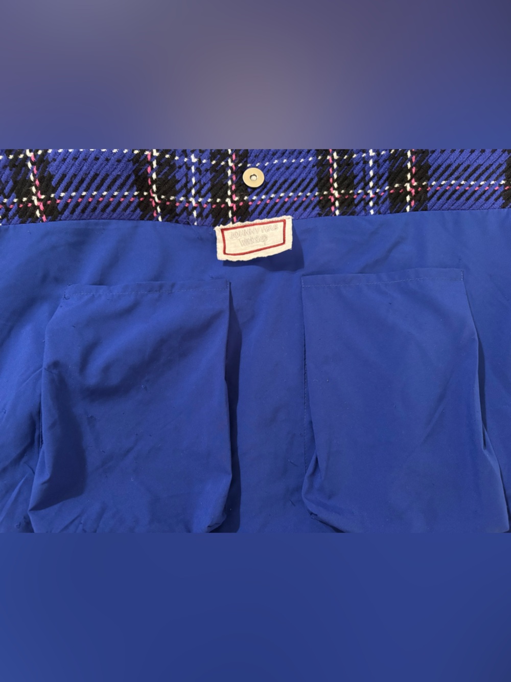 Johnny Was Mila Blue Plaid Embroidered Tote Bag - Picture 12 of 15